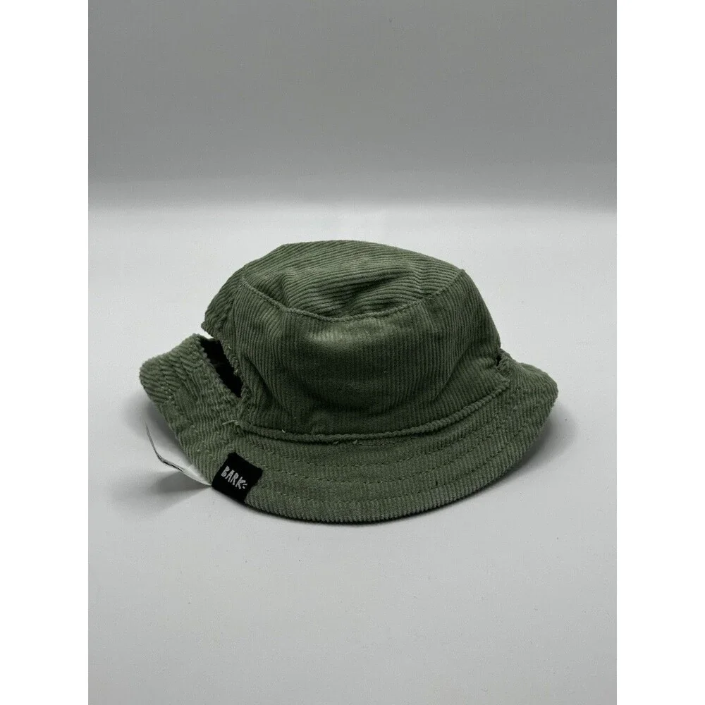 BARK “Puff Pet Pass” Dog Bucket Hat Olive Corduroy Funny Costume Accessory